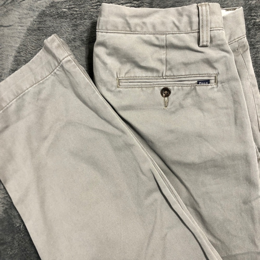 Polo Ralph Lauren Chino‎ Pants Mens 31x30 Gray Flat Front Stretch Trousers
